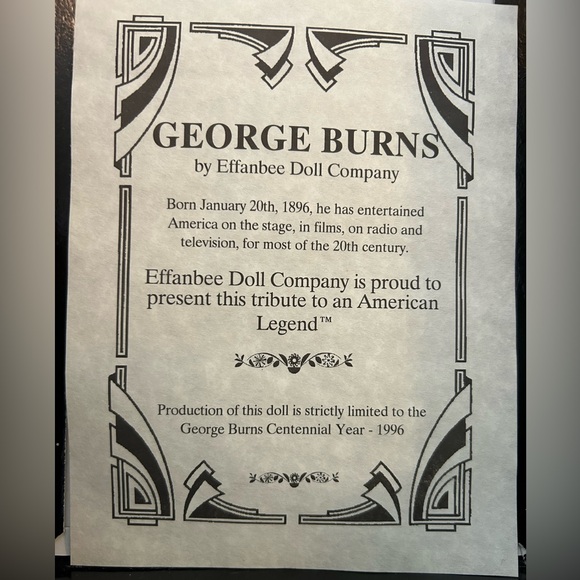 George Burns 100th anniversary collector figure by effanbee doll company - Picture 10 of 12